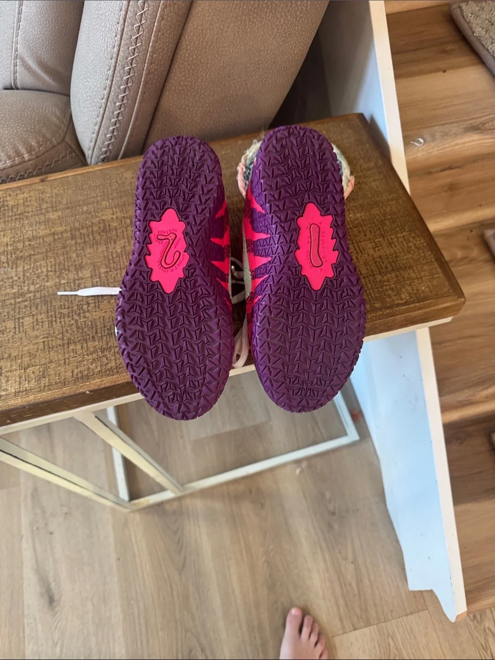 Nike Kids Pink and Purple Knit Lace-Up Sneakers